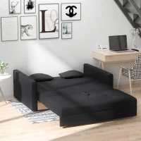 HOMCOM Schlafsofa, 2er-Sofa, mit verstecktem Stauraum, Pollycotton, Dunkelgrau(m-8)