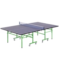 HOMCOM Tavolo da Ping Pong Pieghevole Interno con 8 Ruote 152.5 × 274 × 76cm(m-1)