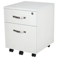 HOMCOM Cajonera de Oficina con Reudas Mueble Archivador con 2 Cajones Llave y Riel Colgante 40x45,5x52,5 cm Blanco(m-10)