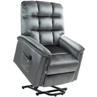HOMCOM Velvet-Feel Electric Lift Recliner Chair - Dark Grey(m-1)