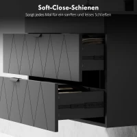 HOMCOM Hangende Wastafelonderkast met Keramische Wastafel en Soft-Close Lades, Zwart(m-7)