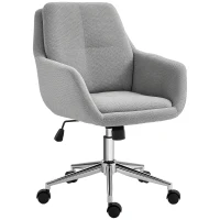 HOMCOM Scaun de Birou, Scaun din Material Textil cu Înălțime Reglabilă, Cotieră, Scaun Pivotant pentru Acasă, 55x66x86-96 cm, Gri(m-1)