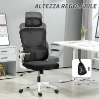 Vinsetto Sedia da Ufficio Regolabile e Reclinabile con Poggiatesta Rimovibile, in Tessuto a Rete, 60x59x114-122 cm, Nero(m-4)