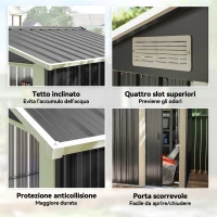 Outsunny Casetta da Giardino Porta Attrezzi in Acciaio, Tetto inclinato e 4 Prese d'Aria, 152x132x188cm(m-6)