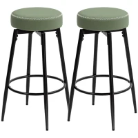 HOMCOM Set of Two Faux Leather Bar Stools - Green/Black(m-11)