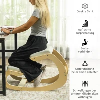 HOMCOM Ergonomischer, schaukelnder Kniehocker für Homeoffice, zur Verbesserung der Körperhaltung, Creme(m-5)