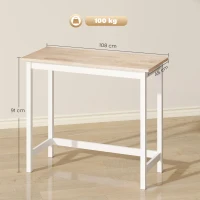 HOMCOM Tavolo da bar, Finitura in Rovere, compatto, Spazio per 2 persone, Legno Naturale+Bianco(m-3)