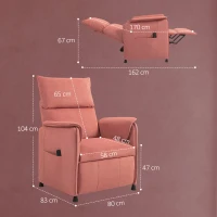 HOMCOM Sillón Reclinable con Motor sin Escobillas Reposapiés Tapizado Resistente y Bolsillos Laterales 80x83x104 cm Naranja(m-3)