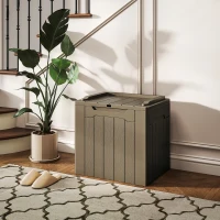 HOMCOM 107 L Plastic Storage Chest with Lid - Dark Brown(m-8)