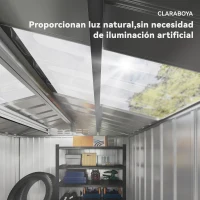 Outsunny Caseta de Jardín 213x130x185 cm con Puertas Correderas y Claraboya para Almacenamiento de Herramientas Gris Oscuro(m-4)