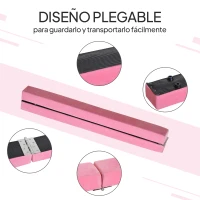 HOMCOM Barra de Equilibrio Gimnasia Plegable 210 cm Barra de Gimnasia Artística para Niños Adultos Entrenamiento en Casa Rosa(m-5)