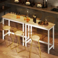 HOMCOM Comptoir de bar, Imitation chêne, compact, place pour 2 personnes, Bois naturel + blanc(m-5)