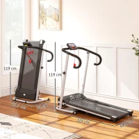 HOMCOM Folding Treadmill with Incline, Walking Pad Treadmill for Home, 1-10km/h Under Desk Running Machine with LCD Display and Wheels, No Assembly, Grey(m-3)