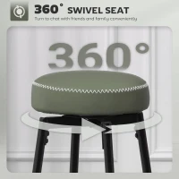 HOMCOM Set of Two Faux Leather Bar Stools - Green/Black(m-4)