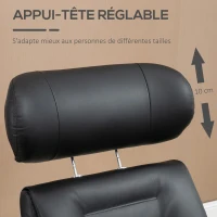 HOMCOM Fauteuil relax avec repose-pied, fauteuil de relaxation avec dossier inclinable, têtière réglable, 80x84x108cm, noir(m-5)