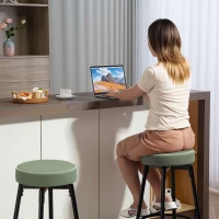 HOMCOM Set of Two Faux Leather Bar Stools - Green/Black(m-8)