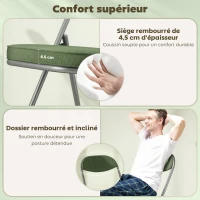 HOMCOM Lot de 4 chaises pliantes chaises de salle à manger portables avec assises et dossiers rembourrés en velours côtelé vert(m-4)
