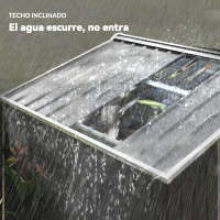 Outsunny Caseta de Jardín 213x130x185 cm con Puertas Correderas y Claraboya para Almacenamiento de Herramientas Gris Oscuro(m-8)