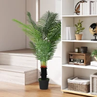 HOMCOM 150cm Artificial Areca Palm Tree with 12 PE Leaves, Decorative Artificial Plant with Plastic Pot and Flocked Soil, Fake Plant for Home Office Decor, Green(m-2)
