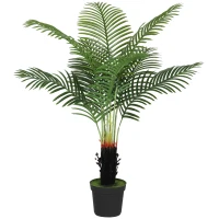 HOMCOM 120cm Artificial Areca Palm Tree with 9 PE Leaves, Decorative Artificial Plant with Plastic Pot and Flocked Soil, Fake Plant for Home Office Decor, Green(m-11)