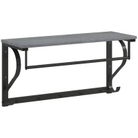 HOMCOM Stand Appendiabiti a Parete, Ganci da parete, 5 Ganci, ripiano superiore, versatile, Grigio(m-1)