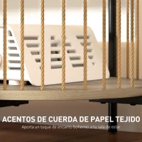 HOMCOM Mueble de TV Estilo Bohemio hasta 55 Pulgadas con Diseño en Cuerda de Papel y 2 Estantes Abiertos 124x43,5x41 cm Natural(m-4)