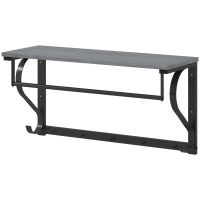 HOMCOM Wandmontierter Kleiderständer, Kleiderhaken, 5 Haken, oberes Fach, vielseitig, Grau