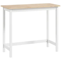 HOMCOM Mesa alta de bar, estilo roble, compacta, capacidad para 2 personas, madera natural + blanco(m-1)
