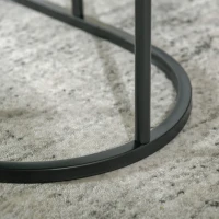 HOMCOM Set 2 Tavolini da Caffè con Piano Effetto Marmo, in Legno e Acciaio, Ø50x50.5 cm e 60x36x43.5 cm, Nero(m-8)
