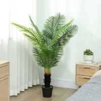 HOMCOM 150cm Artificial Areca Palm Tree with 12 PE Leaves, Decorative Artificial Plant with Plastic Pot and Flocked Soil, Fake Plant for Home Office Decor, Green(m-9)