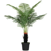 HOMCOM 120cm Artificial Areca Palm Tree with 9 PE Leaves, Decorative Artificial Plant with Plastic Pot and Flocked Soil, Fake Plant for Home Office Decor, Green(m-1)
