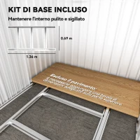 Outsunny Casetta da Giardino Porta Attrezzi in Acciaio, Tetto inclinato e 4 Prese d'Aria, 152x132x188cm(m-5)