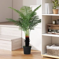 HOMCOM 120cm Artificial Areca Palm Tree with 9 PE Leaves, Decorative Artificial Plant with Plastic Pot and Flocked Soil, Fake Plant for Home Office Decor, Green(m-2)