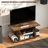HOMCOM Mobile Porta TV Moderno con Ripiani, Ruote Girevoli e Freni, 80x40x40 cm, Marrone Rustico(m-4)