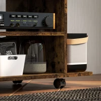 HOMCOM Meuble TV Moderne avec Étagères, Roulettes et Freins, 80x40x40 cm, Marron Rustique(m-4)