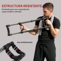 SPORTNOW Expansor de Pecho con Resistencia Ajustable de 10-50 kg para Desarrollo Muscular de Brazos 80x22x5 cm Negro(m-6)