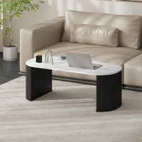 HOMCOM Table basse ovale, table d'appoint aspect effet marbre, coins arrondis pieds épais, 110 x 50 x 40 cm, noir(m-9)