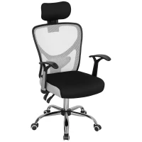 Vinsetto Silla de Escritorio Giratoria con Altura Ajustable Respaldo Reclinable Reposacabezas Regulable y Soporte Lumbar Gris(m-1)