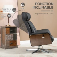 HOMCOM Fauteuil relax avec repose-pied, fauteuil de relaxation avec dossier inclinable, têtière réglable, 80x84x108cm, noir(m-4)