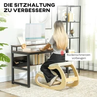 HOMCOM Ergonomischer, schaukelnder Kniehocker für Homeoffice, zur Verbesserung der Körperhaltung, Creme(m-4)