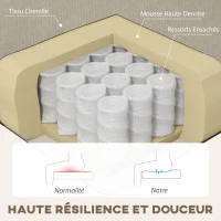 HOMCOM Canapé d'angle 3 Places méridienne réversible droite ou gauche, salon, grand confort, dossier capitonné, beige(m-5)