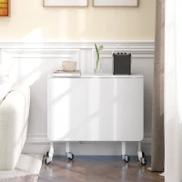 HOMCOM Mesa de Comedor Plegable para 4-6 Personas con Ruedas y Alas Abatibles Mesa Abatible para Cocina 120x80x73 cm Blanco(m-8)