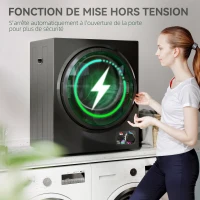 HOMCOM Sèche-linge électrique portable 850W, capacité 33L 4 modes de fonctionnement, acier inoxydable, 49 x 40,5 x 60 cm, noir(m-6)