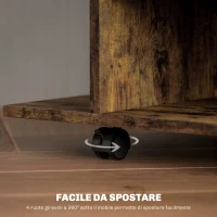 HOMCOM Mobile Porta TV Moderno con Ripiani, Ruote Girevoli e Freni, 80x40x40 cm, Marrone Rustico(m-5)