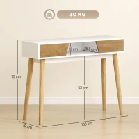 HOMCOM Consola de Recibidor con 2 Cajones Compartimento y Patas de Madera para Pasillo Entrada Entrada Salón Blanco(m-3)