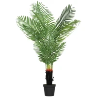 HOMCOM 150cm Artificial Areca Palm Tree with 12 PE Leaves, Decorative Artificial Plant with Plastic Pot and Flocked Soil, Fake Plant for Home Office Decor, Green(m-1)
