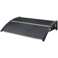 Outsunny Auvent de porte d'entrée, toit marquise de porte exterieur en polycarbonate et aluminium résistante 100 x 75 cm noir(m-1)