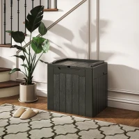 HOMCOM 107 L Plastic Storage Chest with Lid - Charcoal Grey(m-8)