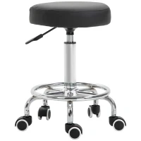 Vinsetto Sgabello con Ruote, sgabello da massaggio con altezza regolabile 50-64 cm e seduta imbottita, girevole 360°, nero(m-1)