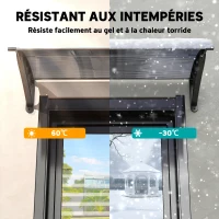 Outsunny Auvent de porte d'entrée, toit marquise de porte exterieur en polycarbonate et aluminium résistante 100 x 75 cm noir(m-6)
